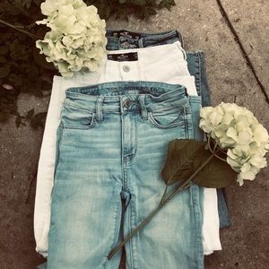 3 pack hollister and american eagle skinny jeans!!
